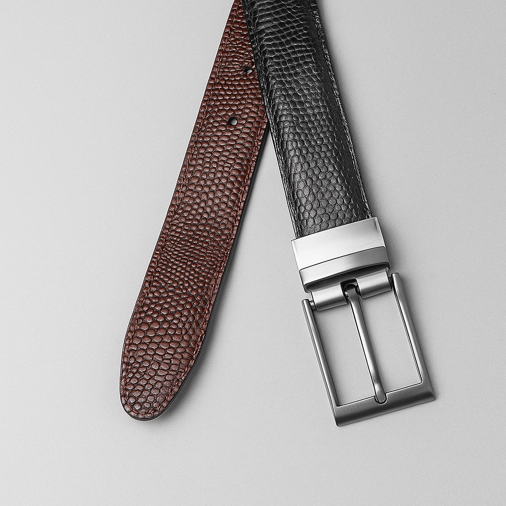 Premium Reversible Belt β Black & Brown Textured Finish - With Free Delivery