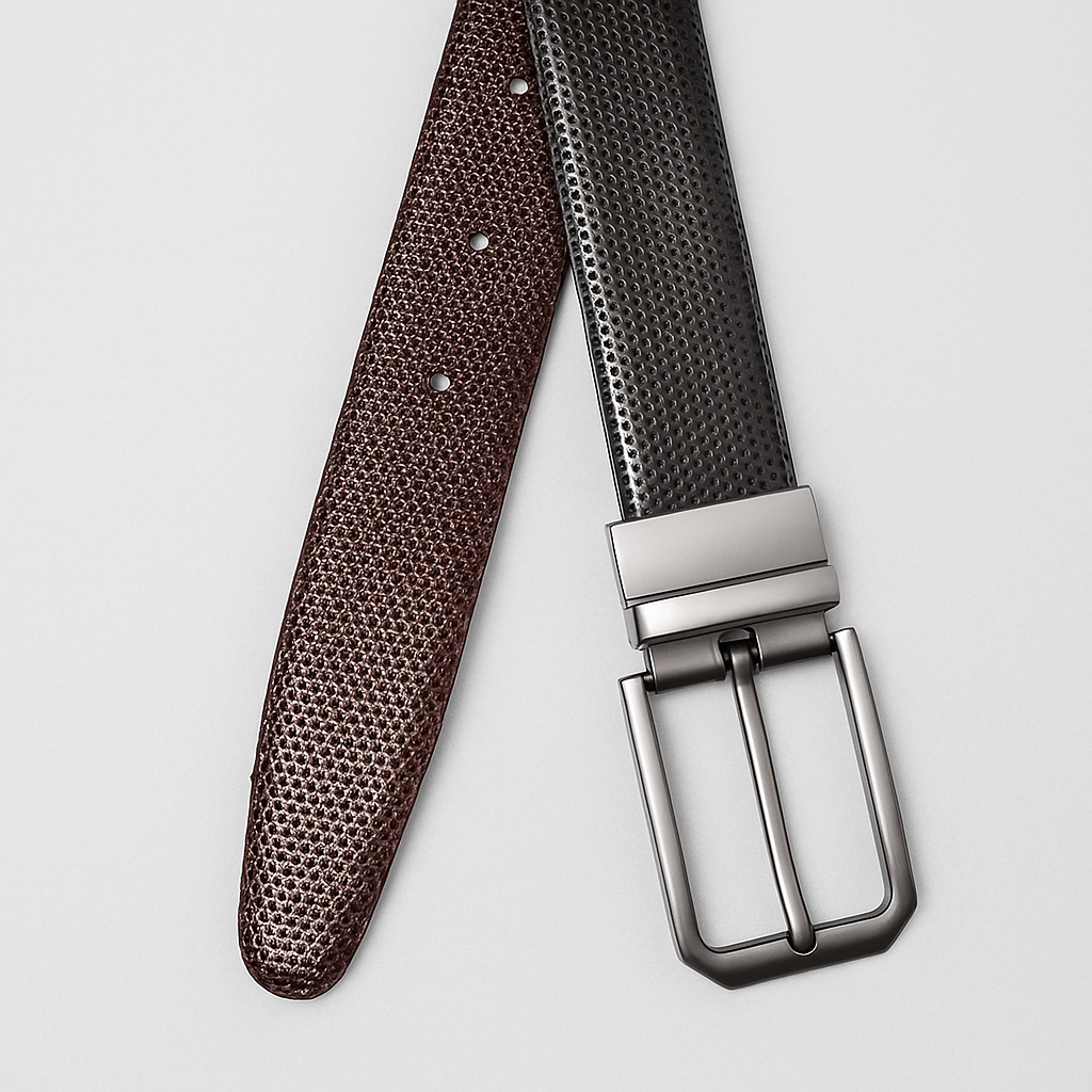 Men's Reversible Belt – Black & Brown | Textured Finish - With Free Delivery